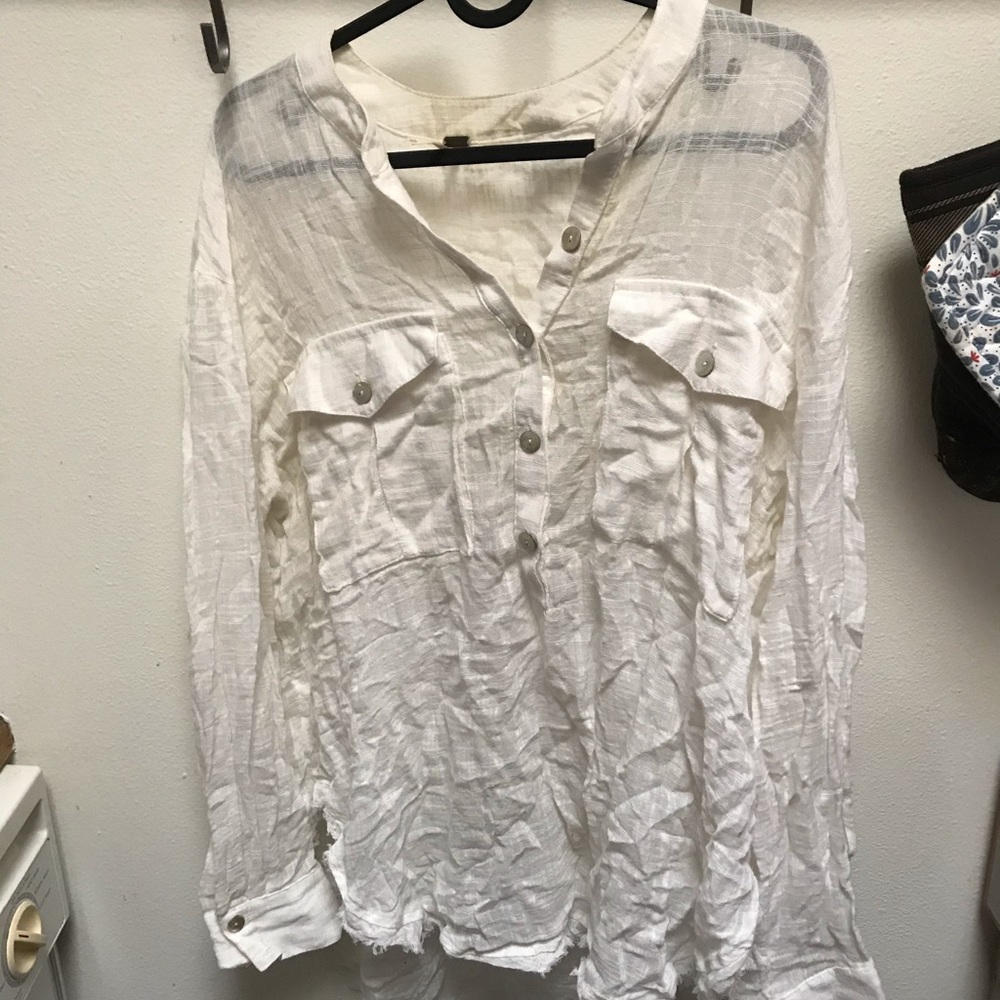 Free People Talk to Me Lightweight Gauzy Shirt
